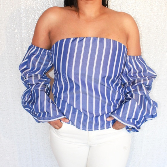 Tops - DYGARNI BLUE STRIPED TUBE TOP